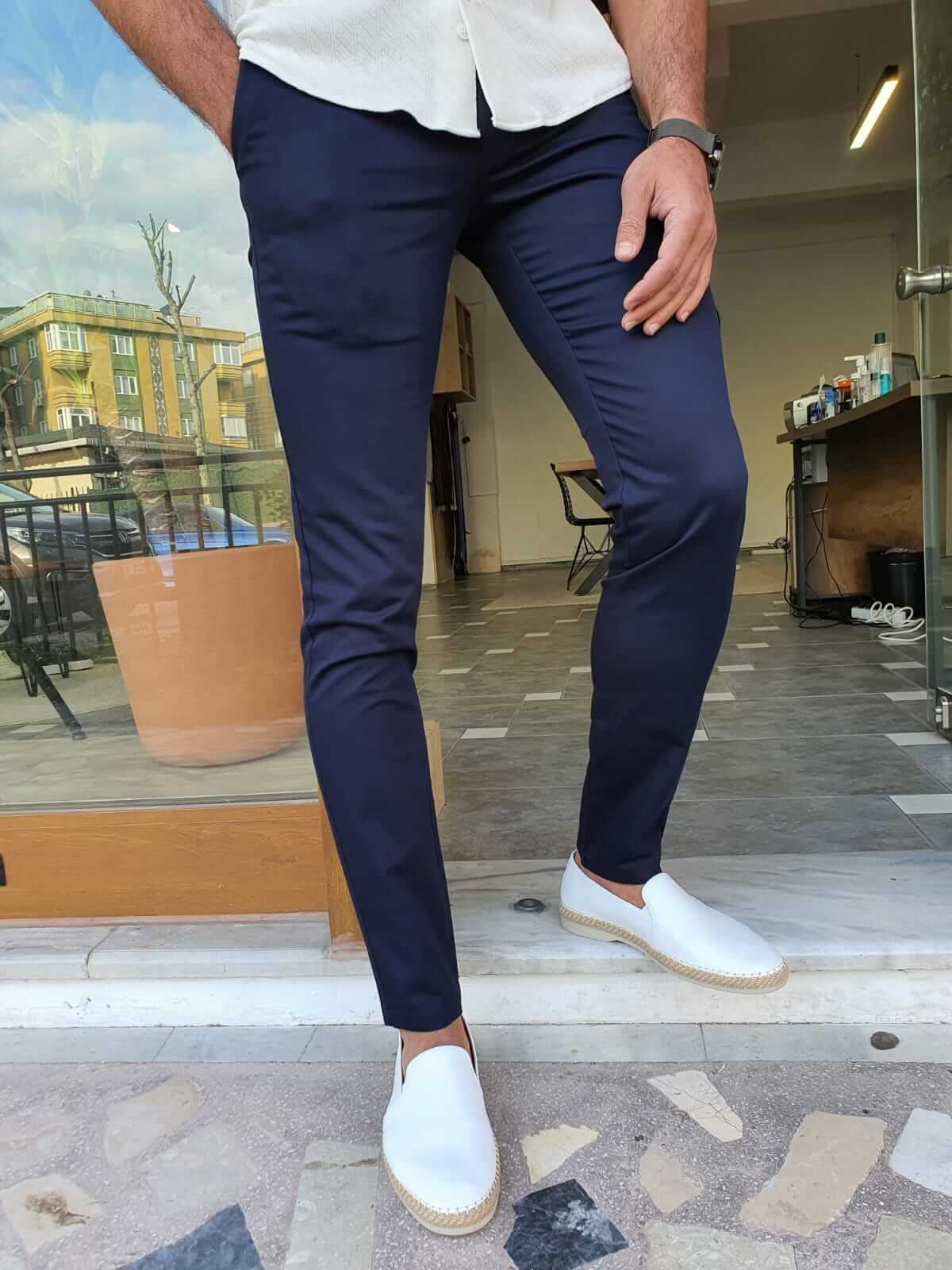 Fashion Chic Striped Navy Blue Pants Men Elegant Slim Fit @ Best Price  Online | Jumia Egypt